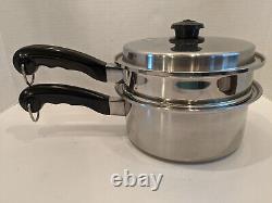 4-PC SaladMaster TP304S 3 Quart Saucepan Steamer Double Boiler Bake Pan Vapo-Lid