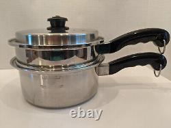 4-PC SaladMaster TP304S 3 Quart Saucepan Steamer Double Boiler Bake Pan Vapo-Lid