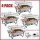 4 Pcs 9.5 Quart Stainless Steel Chafing Dish Buffet Trays Chafer Dish Set Silver