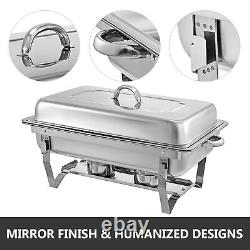 4 PCS 9.5 Quart Stainless Steel Chafing Dish Buffet Trays Chafer Dish Set Silver