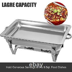 4 PCS 9.5 Quart Stainless Steel Chafing Dish Buffet Trays Chafer Dish Set Silver