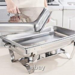 4 Pack 8.5Quart Stainless Steel Chafing Dish Buffet Trays Chafer Dish Set Silver