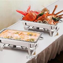 4 Pack 8.5Quart Stainless Steel Chafing Dish Buffet Trays Chafer Dish Set Silver