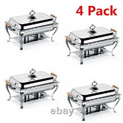 4 Pack 8 Quart/9L Chafing Dish Stainless Steel Tray Buffet Catering Chafers