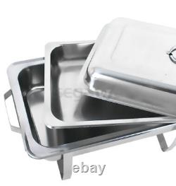 4 Pack 8 Quart Stainless Steel Chafing Dish Buffet Set With Pan, Fuel Holder Silver