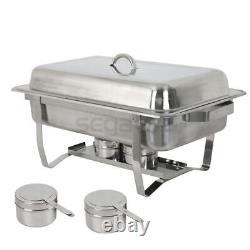 4 Pack 8 Quart Stainless Steel Chafing Dish Buffet Set With Pan, Fuel Holder Silver
