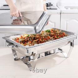 4 Pack 8Quart Chafing Dish Sets Catering Stainless Steel with Tray Folding Chafer