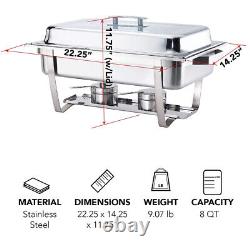 4 Pack 8Quart Chafing Dish Sets Catering Stainless Steel with Tray Folding Chafer