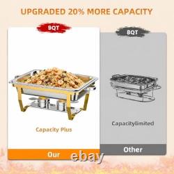 4-Pack 9-Quart Stainless Steel Rectangular Chafing Dishes for Buffets Chafing