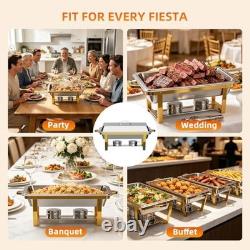 4-Pack 9-Quart Stainless Steel Rectangular Chafing Dishes for Buffets Chafing