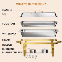 4-Pack 9-Quart Stainless Steel Rectangular Chafing Dishes for Buffets Chafing