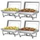 4 Pack Buffet Chafing Dishes Set 8 Quart Stainless Steel, Elegant Food Warmers