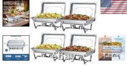 4 Pack Buffet Chafing Dishes Set 8 Quart Stainless Steel, Elegant Food Warmers