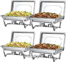 4 Pack Buffet Chafing Dishes Set 8 Quart Stainless Steel, Elegant Food Warmers 4 Pack Buffet Chafing Dishes Set 8 Quart Stainless Steel, Elegant Food Warmers