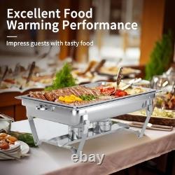 4 Pack Buffet Chafing Dishes Set 8 Quart Stainless Steel, Elegant Food Warmers 4 Pack Buffet Chafing Dishes Set 8 Quart Stainless Steel, Elegant Food Warmers