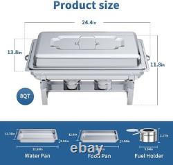 4 Pack Buffet Chafing Dishes Set 8 Quart Stainless Steel, Elegant Food Warmers
