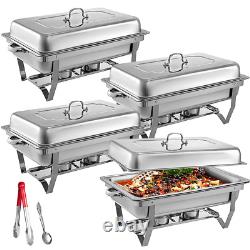 4 Pack Full Size Stainless Steel Chafing Dishes 8 Quart Dish Buffet Set