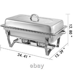 4 Pack Full Size Stainless Steel Chafing Dishes 8 Quart Dish Buffet Set