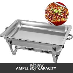 4 Pack Full Size Stainless Steel Chafing Dishes 8 Quart Dish Buffet Set