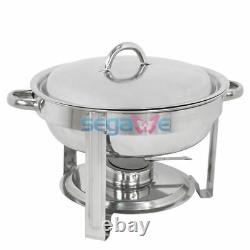 4 Pack Round Chafing Dish 5 Quart Stainless Steel Tray Buffet Catering Indoor