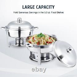 4 Pack Round Chafing Dish Set 5 Quart Stainless Steel Chafer and Food Warmer Kit