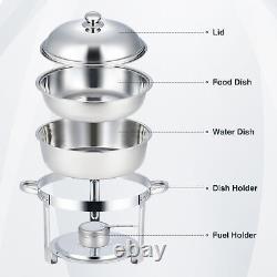 4 Pack Round Chafing Dish Set 5 Quart Stainless Steel Chafer and Food Warmer Kit