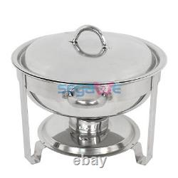 4 Pack Round Stainless Steel Chafing Dish 5 Quart Durable Tray Buffet Catering