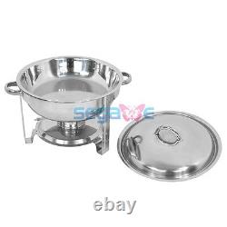 4 Pack Round Stainless Steel Chafing Dish 5 Quart Durable Tray Buffet Catering