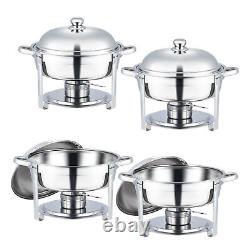 4 Pack Stainless Steel Chafer Set Buffet Chafing Dish Kit with 5 Quart Food Pans