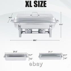 4 Pack Stainless Steel Chafing Dish 8 Quart Buffet Rectangular Chafer Catering