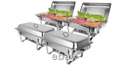 4 Pack Stainless Steel Chafing Dish Sets Catering Food Warmer Capacity 8 Quart