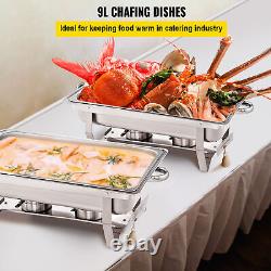 4 Pack Stainless Steel Chafing Dishes 8Quart Buffet Warming Tray Chafer Catering