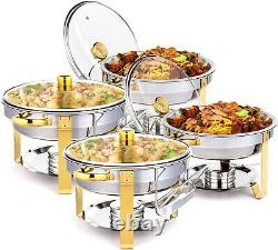 4 Packs 5 Quart Chafing Dish Buffet Set Stainless Steel withGlass Lid for Weddings