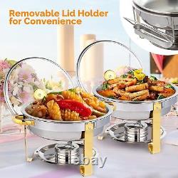 4 Packs 5 Quart Chafing Dish Buffet Set Stainless Steel withGlass Lid for Weddings