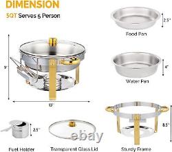 4 Packs 5 Quart Chafing Dish Buffet Set Stainless Steel withGlass Lid for Weddings