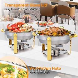 4 Packs 5 Quart Chafing Dish Buffet Set Stainless Steel withGlass Lid for Weddings