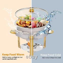 4 Packs 5 Quart Chafing Dish Buffet Set Stainless Steel withGlass Lid for Weddings