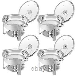 4 Packs 5 Quart Stainless Steel Chafing Dish Buffet Set and Warmers with Glass Lid