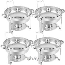 4 Packs 5 Quart Stainless Steel Chafing Dish Buffet Set and Warmers with Glass Lid