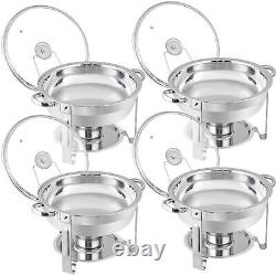 4 Packs 5 Quart Stainless Steel Chafing Dish Buffet Set and Warmers with Glass Lid