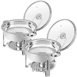 4 Packs 5 Quart Stainless Steel Chafing Dish Buffet Set and Warmers with Glass Lid