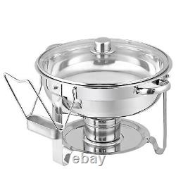 4 Packs 5 Quart Stainless Steel Chafing Dish Buffet Set and Warmers with Glass Lid