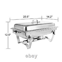 4 Packs 8 Quart Stainless Steel Chafing Dish Buffet Trays Chafer Dish Set Silver