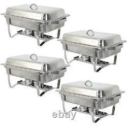 4 Packs Chafing Dish 8 Quart Stainless Steel Rectangular Chafer Full Size Buffet