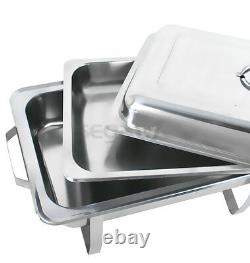 4 Packs Chafing Dish 8 Quart Stainless Steel Rectangular Chafer Full Size Buffet