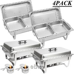 4 Pcs 8 Quart Stainless Steel Rectangular Chafer Chafing Dish Buffet With 2 Pans