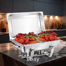 4 Pcs 8 Quart Stainless Steel Rectangular Chafer Chafing Dish Buffet With 2 Pans