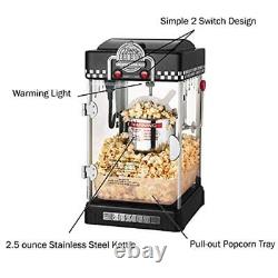 4-Quart Stainless-Steel Kettle Nostalgic Retro Popcorn Machine Home Theater Set