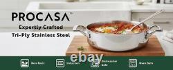 4 Quart Stainless Steel Pot with Lid Fully Clad Tri Ply Stock Pot/Casserole