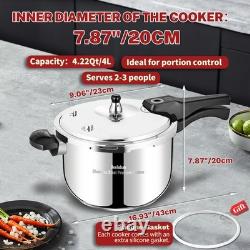 4 Quart Stainless Steel Pressure Cooker, Deeluban All Stovetops Induction
